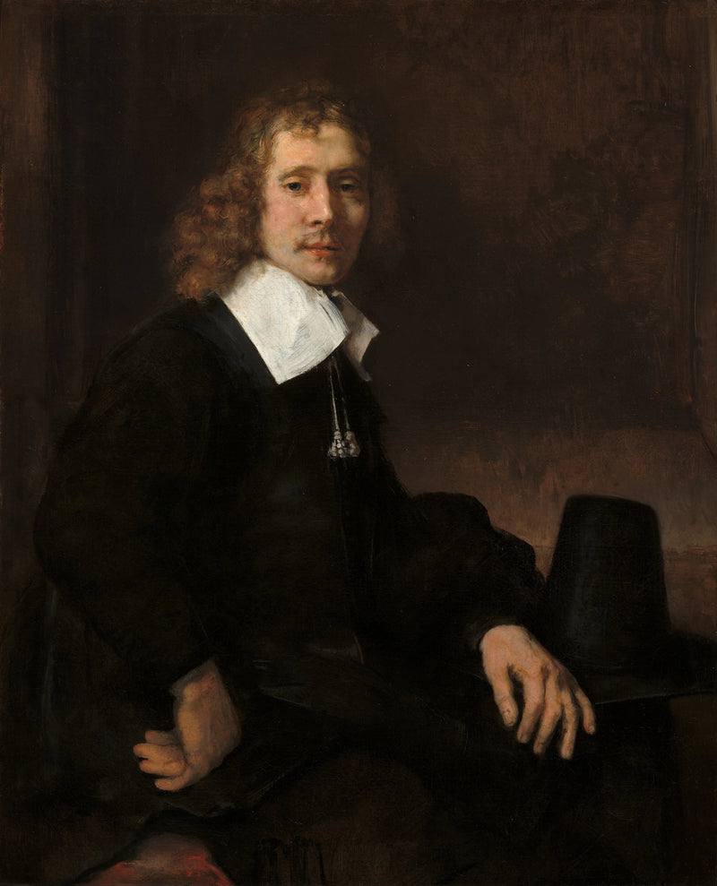 En ung mann som sitter ved et bord (kanskje Govaert Flinck) - Rembrandt