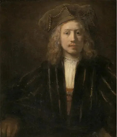 Ung mann med lue prydet med perler - Rembrandt