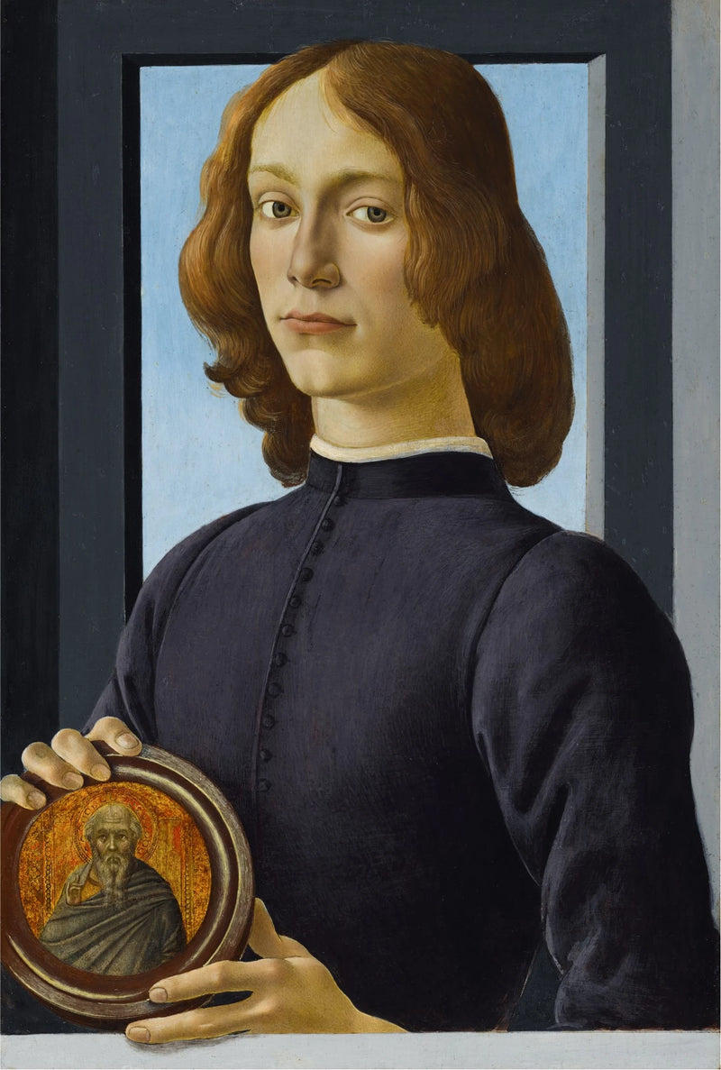 Portrett av en ung mann som holder en medaljong - Sandro Botticelli