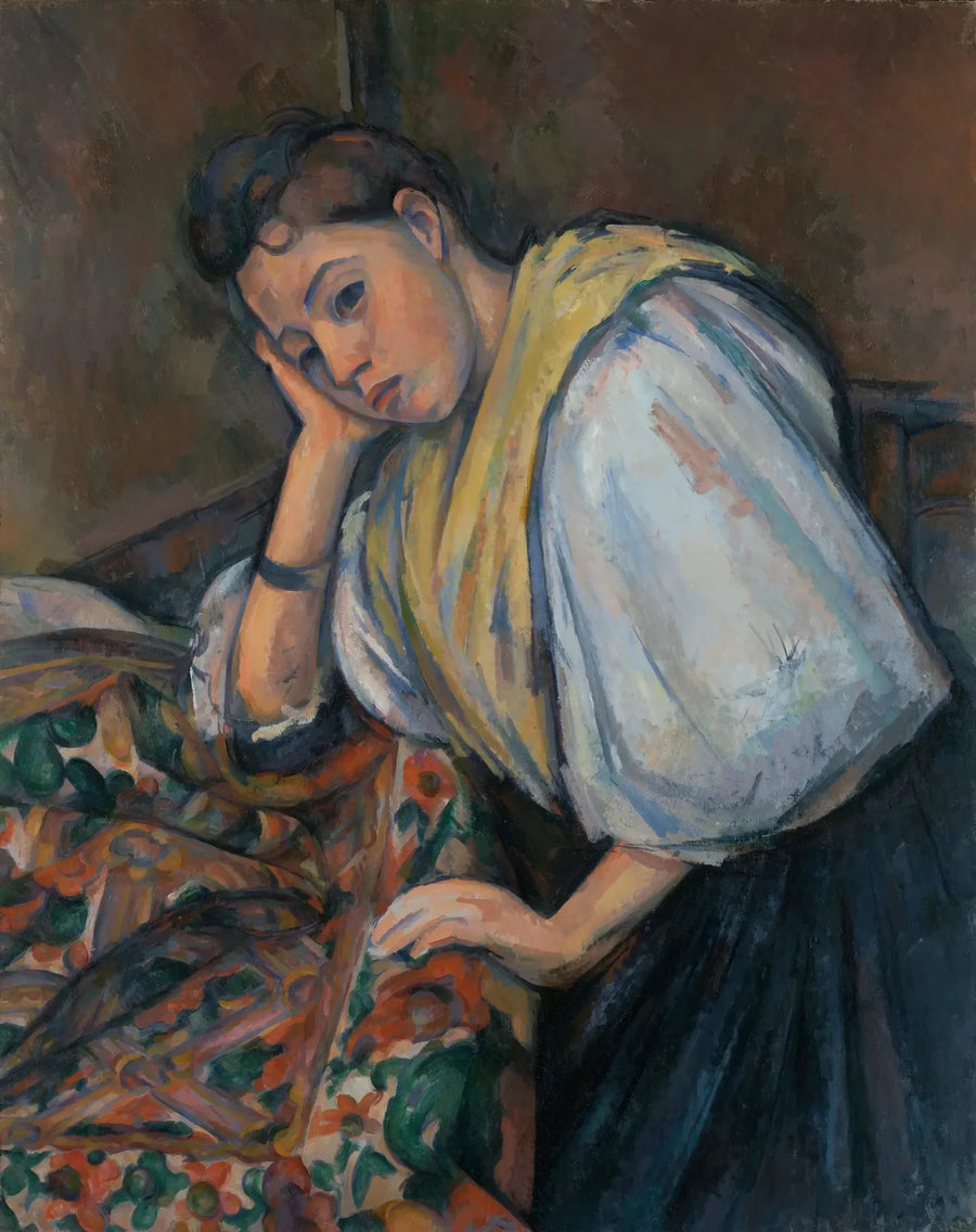 Ung italiensk kvinne lent på albuen - Paul Cézanne