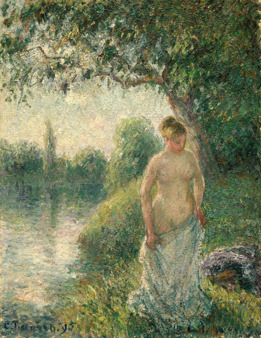 Ung naken landsbyjente stående - Camille Pissarro