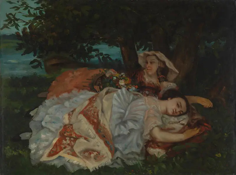 Unge damer ved bredden av Seinen - Gustave Courbet
