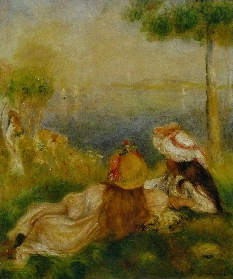 Unge jenter ved havet - Pierre-Auguste Renoir