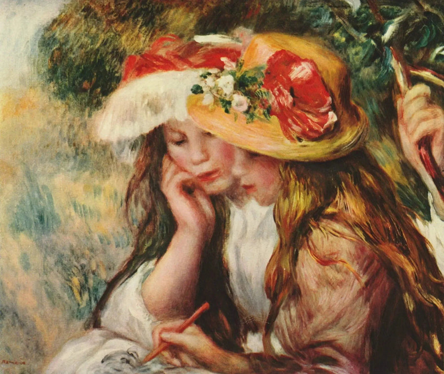 Unge jenter som tegner - Pierre-Auguste Renoir