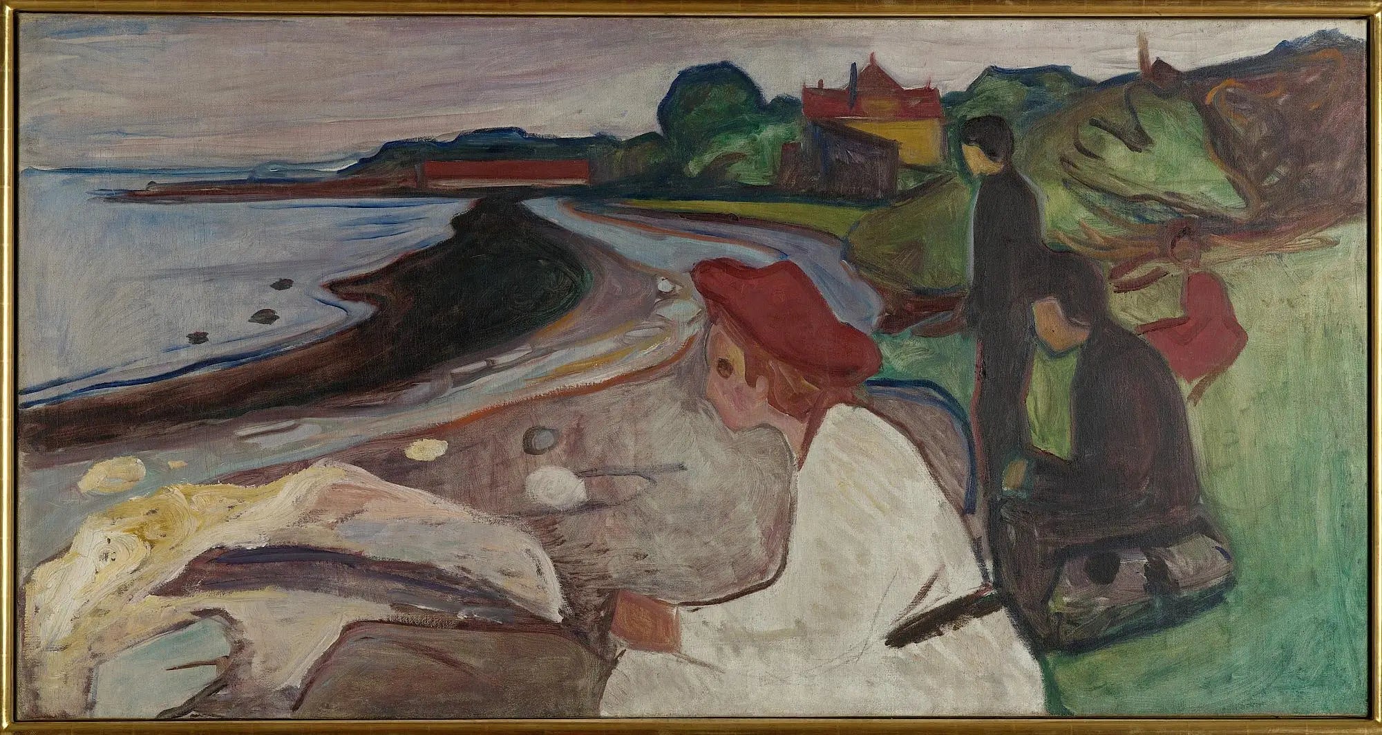 Jeunes Personnes sur la plage (Frise Linde) - Edvard Munch image 1 reproduction de peinture à l’huile