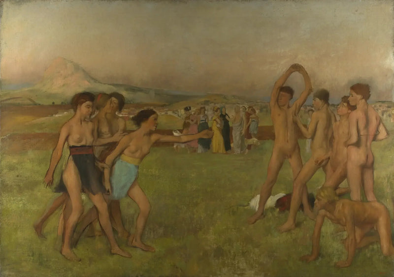 Unge spartanere i trening - Edgar Degas