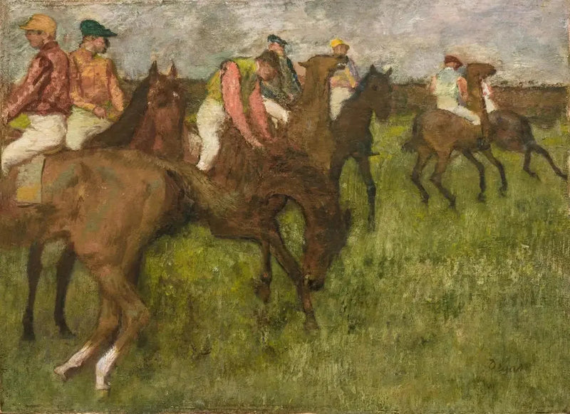 Jockeyer før løpet - Edgar Degas
