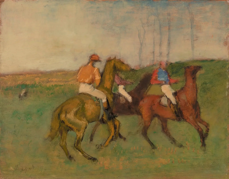 Jockeyer og hester i løp - Edgar Degas