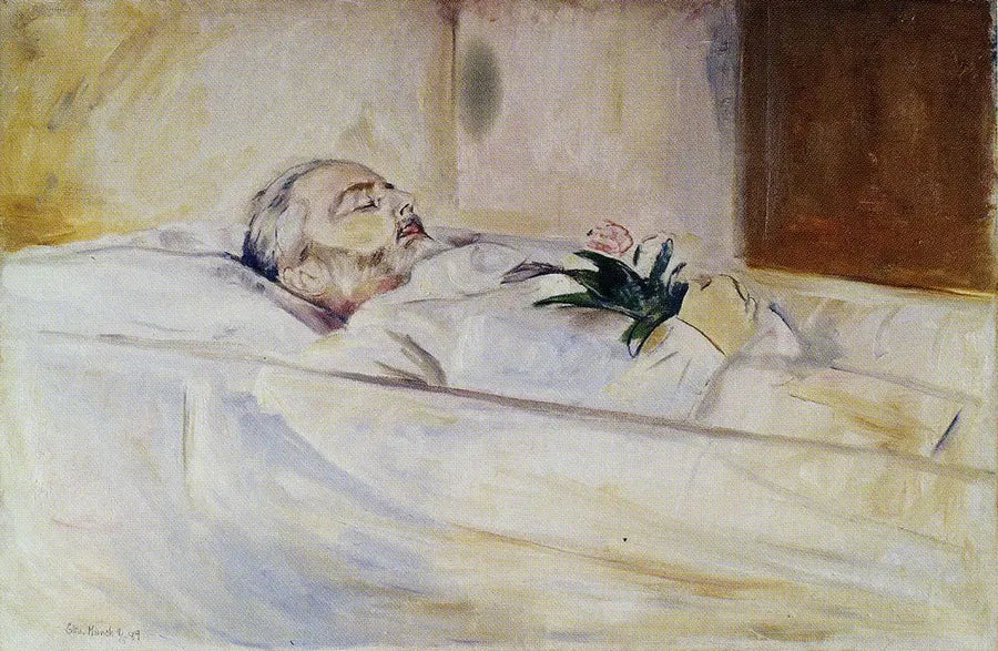 John Hazeland på sin dødsleie - Edvard Munch