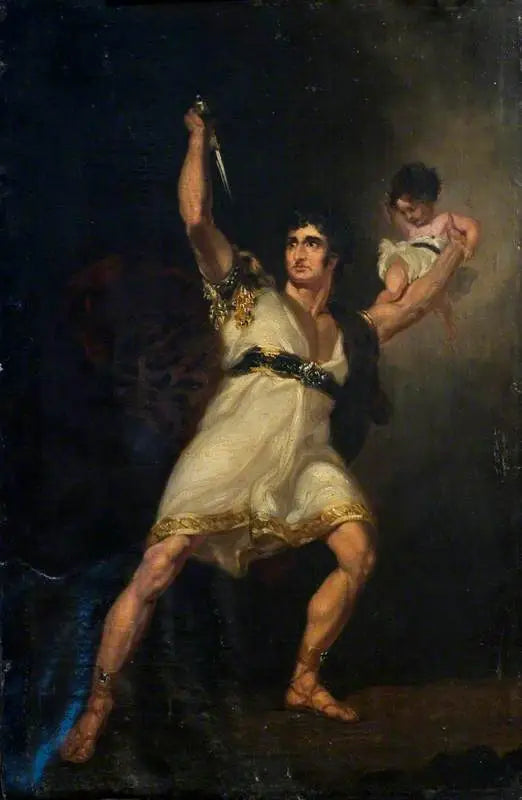 John Philip Kemble (1757–1823), i rollen som Rolla i « Pizarro » Tilpasset av Richard Brinsley Sheridan fra « Die Spanier in Peru » av August Friedrich Ferdinand von Kotzebue - Thomas Lawrence