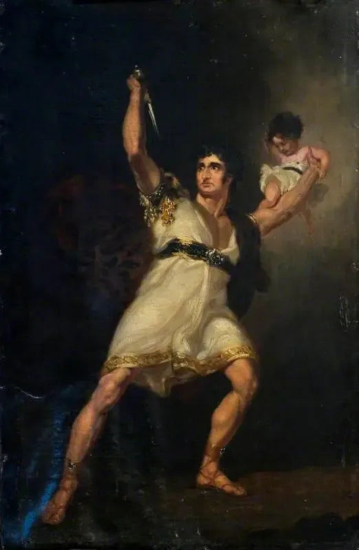 John Philip Kemble (1757–1823), i rollen som Rolla i « Pizarro » Tilpasset av Richard Brinsley Sheridan fra « Die Spanier in Peru » av August Friedrich Ferdinand von Kotzebue - Thomas Lawrence