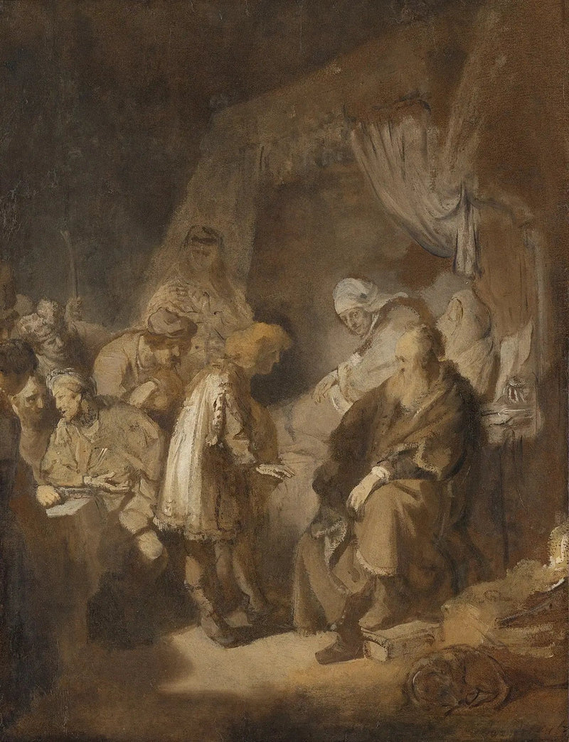 Joseph som forteller sine drømmer til foreldrene og brødrene sine - Rembrandt