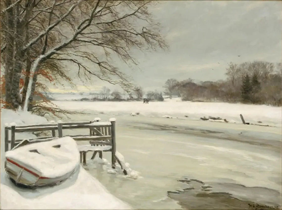 Vinterdag ved en bekk, med jegere i bakgrunnen. - H. A. Brendekilde

Source:
Journée d'hiver au bord d'un ruisseau, avec des chasseurs en arrière-plan. - H. A. Brendekilde