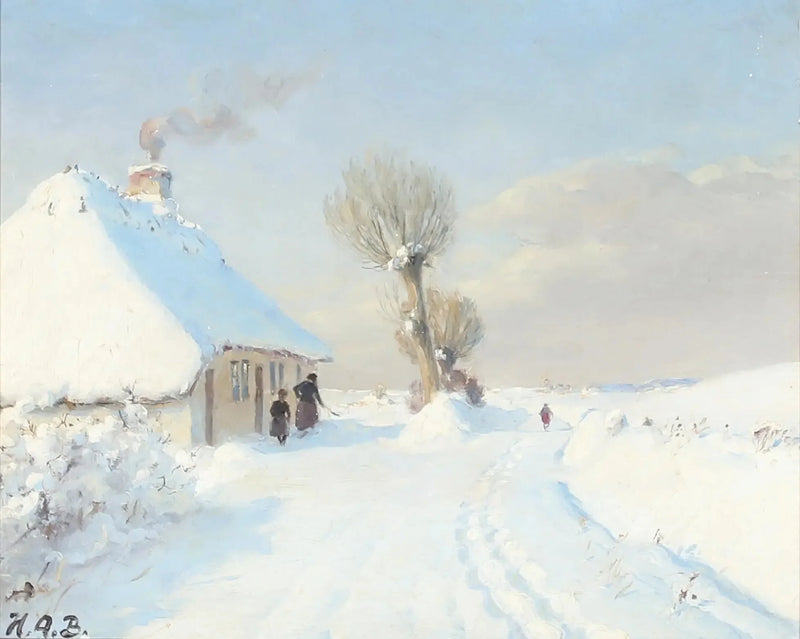 Solrik vinterdag med mor og barn foran en hytte. - H. A. Brendekilde

Source:
Journée d'hiver ensoleillée avec mère et enfant devant un chalet. - H. A. Brendekilde
