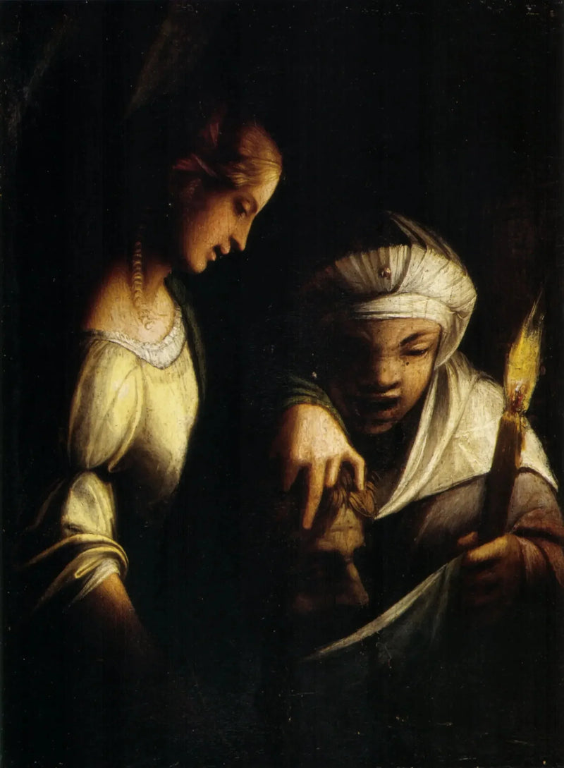 Judith og hennes tjenestepike med Holofernes' hode - Antonio da Correggio