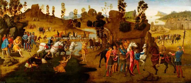 Jules César og overgangen av Rubicon (historiescene av Alexander den Store) - Domenico Ghirlandaio