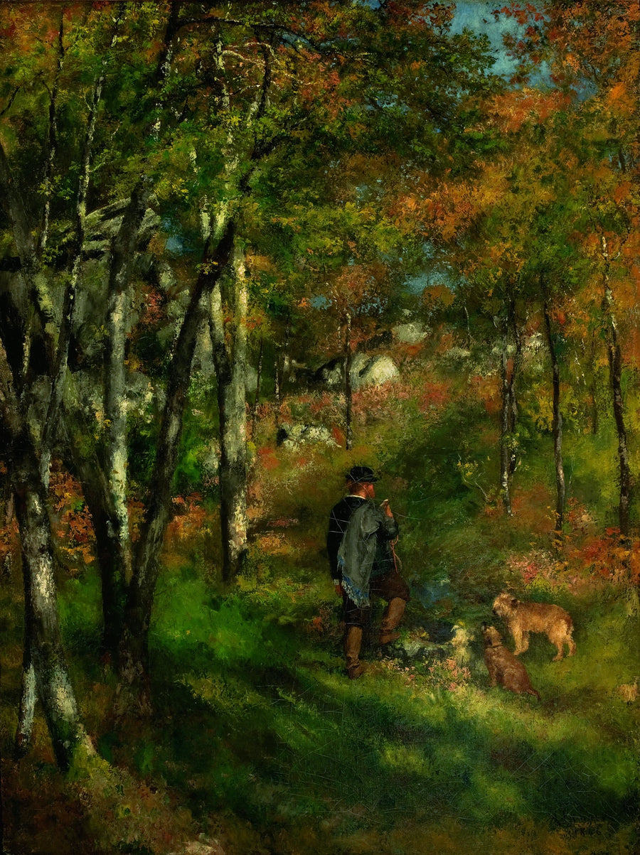 Jules le Cœur og hans hunder i Fontainebleau-skogen - Pierre-Auguste Renoir