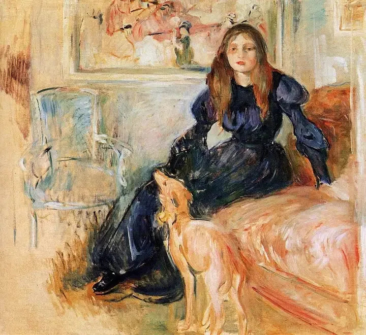 Julie Manet og hennes lille hund Laërte - Berthe Morisot