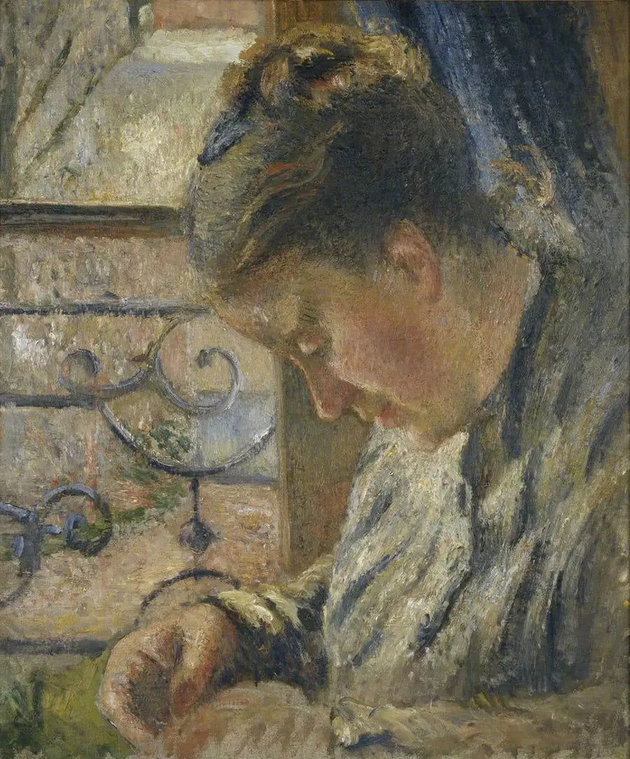 Julie Pissarro syr, det røde huset, Pontoise - Camille Pissarro