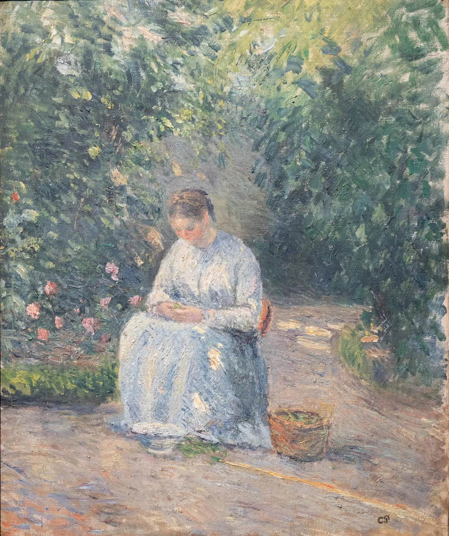 Julie Pissarro plukker erter - Camille Pissarro