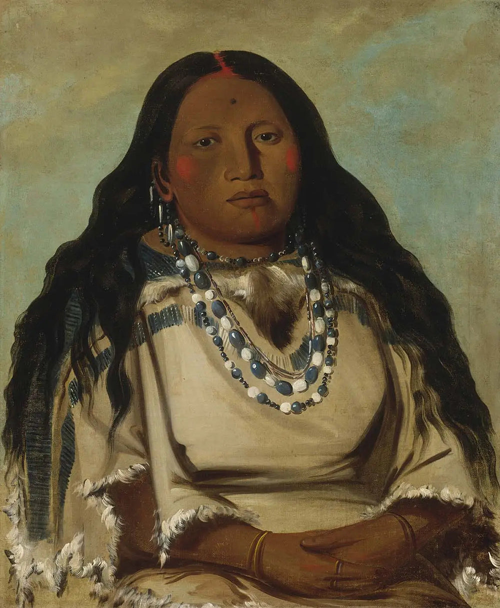 Kah-béck-a, la jumelle, épouse de la main sanglante - George Catlin image 1 copie peinte à la main à l’huile