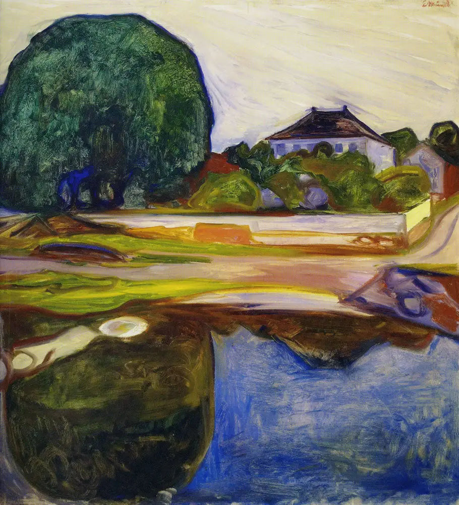 Reproduction du tableau « Kiøsterudgården - Edvard Munch » par Alpha Reproduction en peinture à l’huile