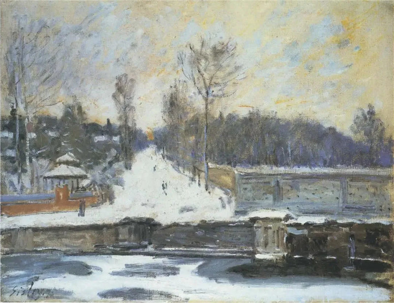 Marly-vanningsstedet om vinteren - Alfred Sisley