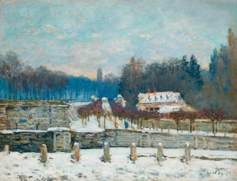 Vannposten i Marly-le-Roi, snø eller Vinterdag i Marly - Alfred Sisley