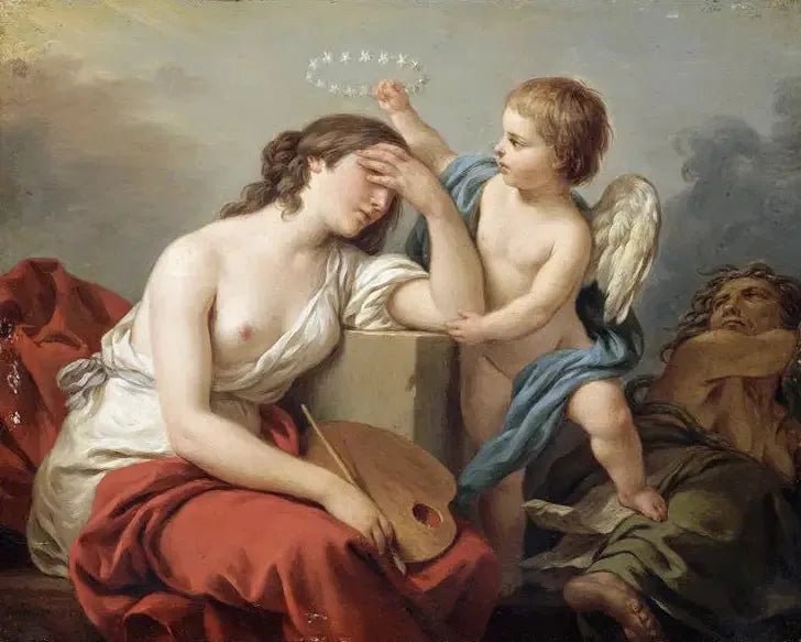 L'Amour des arts console la peinture des écrits ridicules et envenimés de ses ennemis - Louis Jean François Lagrenée