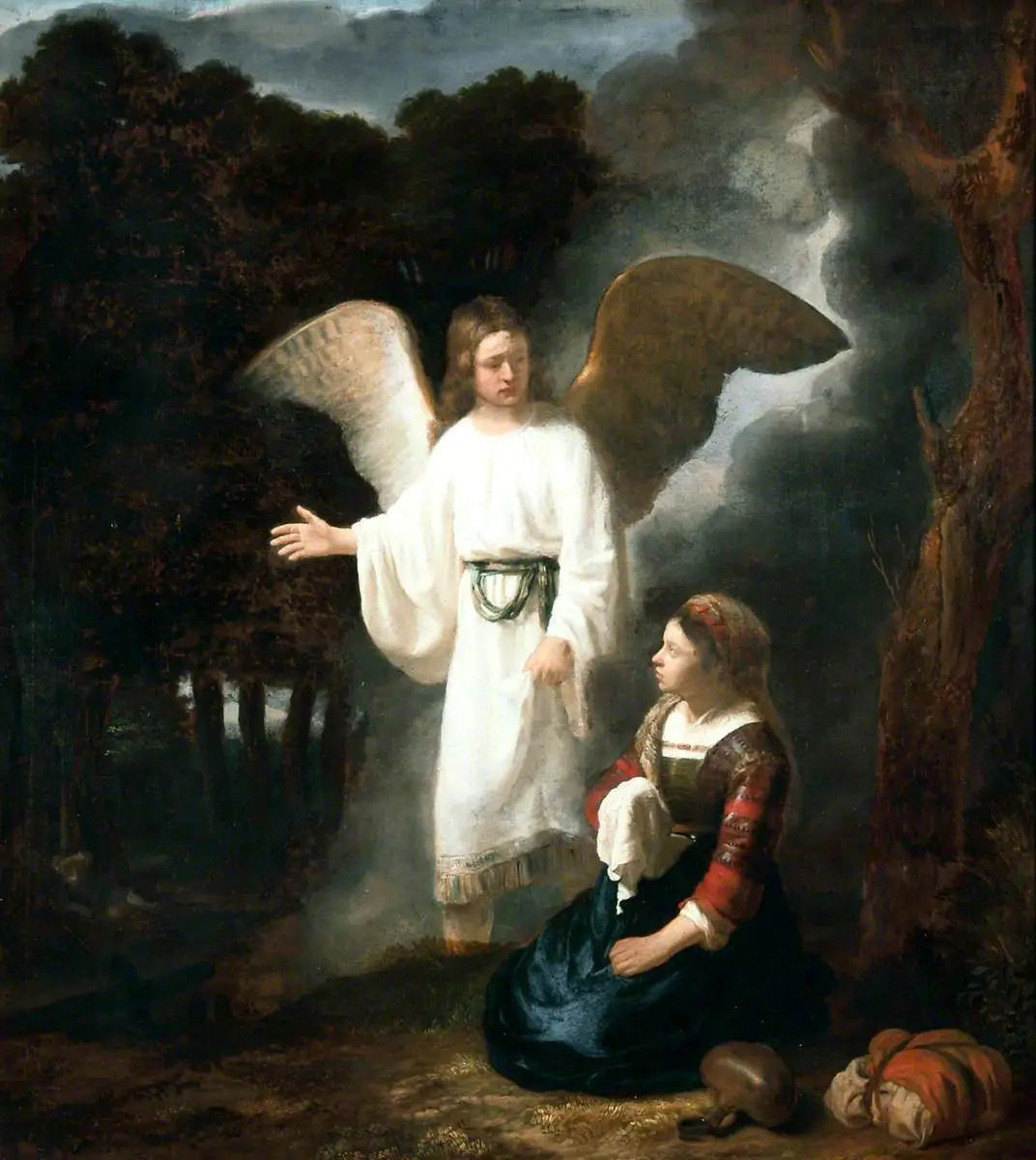 L'ange apparaissant à Agar - Rembrandt image 1 copie de tableau peinte à la main