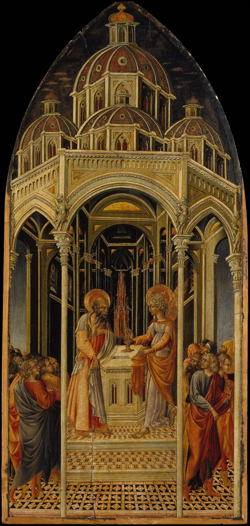 Bebudelsen for Zakarias; (bakside) Engelen av Bebudelsen - Giovanni di Paolo