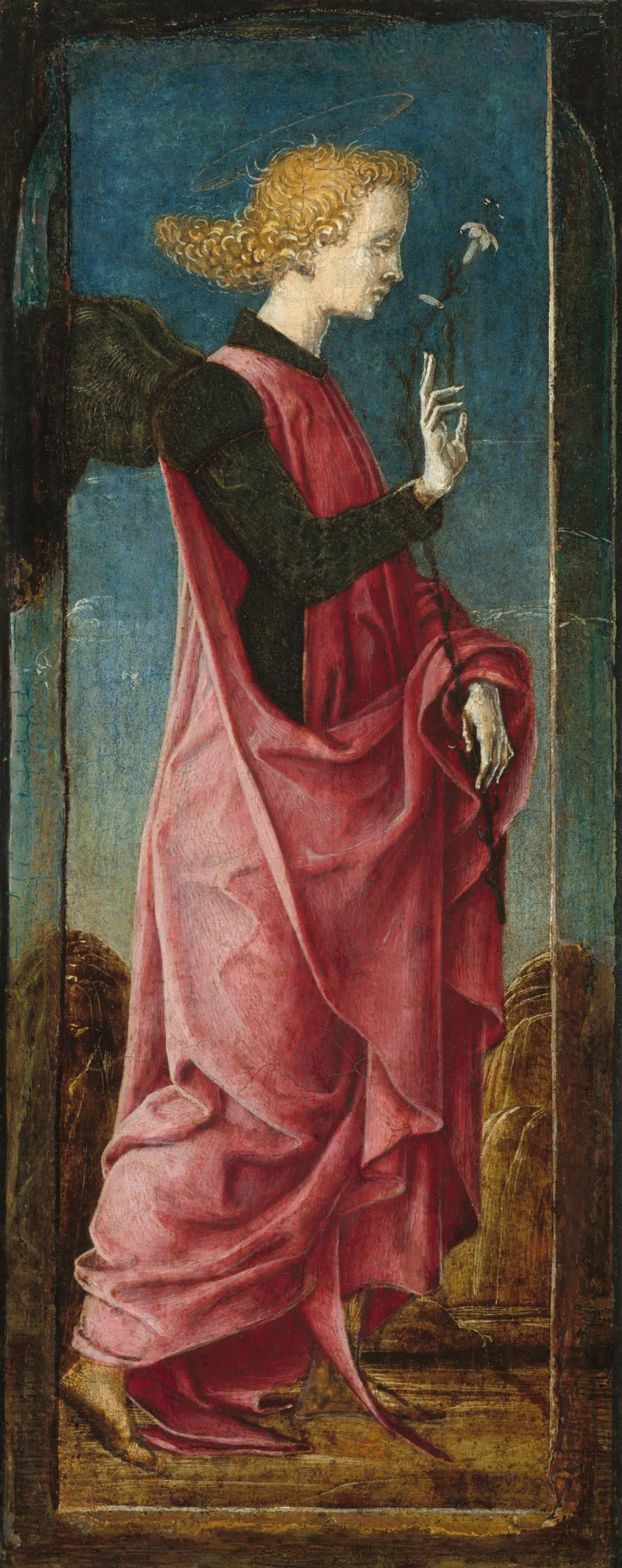 Bebudelsen med Saint Frans og Saint Louis de Toulouse [midtre venstre panel] - Cosmé Tura