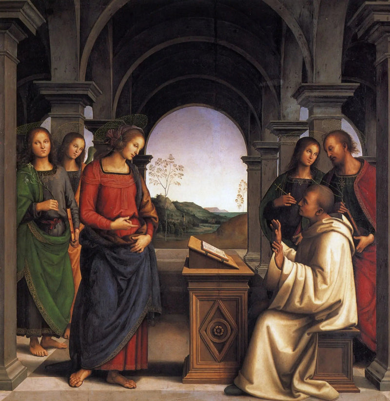 Åpenbaringen av Jomfruen ved Saint Bernard - Pietro Perugino