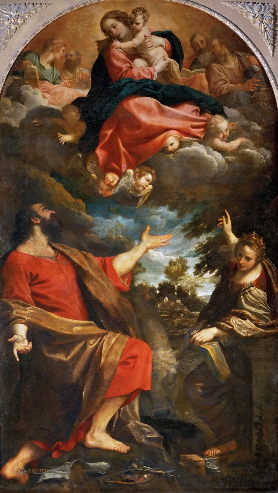 Åpenbaringen av Jomfruen for San Luc og Santa Catherine - Annibale Carracci