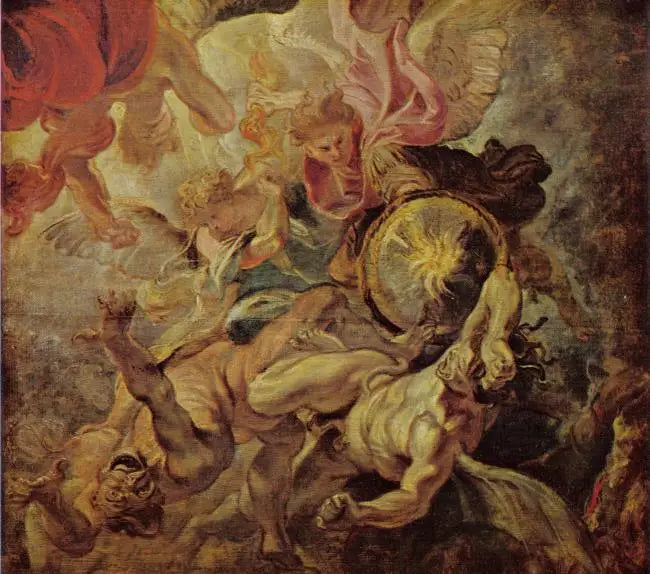 Erkeengelen Mikael beseirer Satan og de opprørske englene (Åpenbaringen 12:7-9), 1620 - Peter Paul Rubens