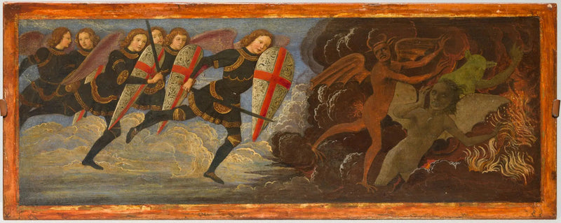 Erkeengelen Saint Michel og englene i kamp mot djevelen - Domenico Ghirlandaio