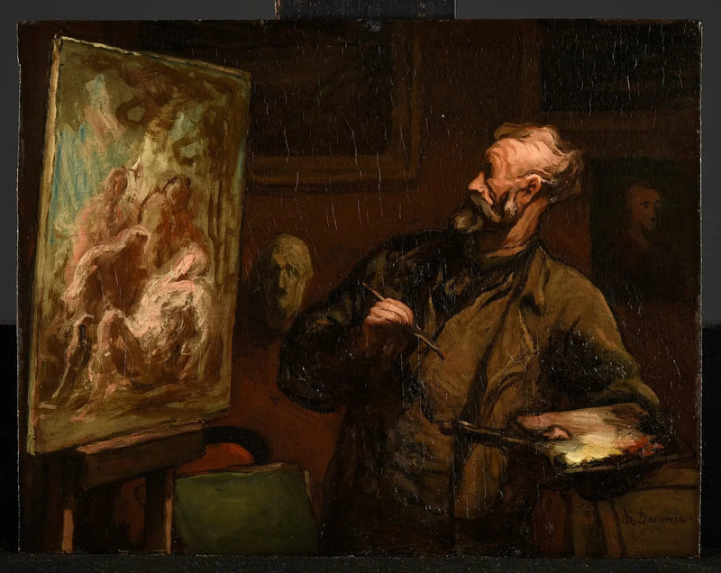 Kunstneren ved gravleggingen - Honoré Daumier