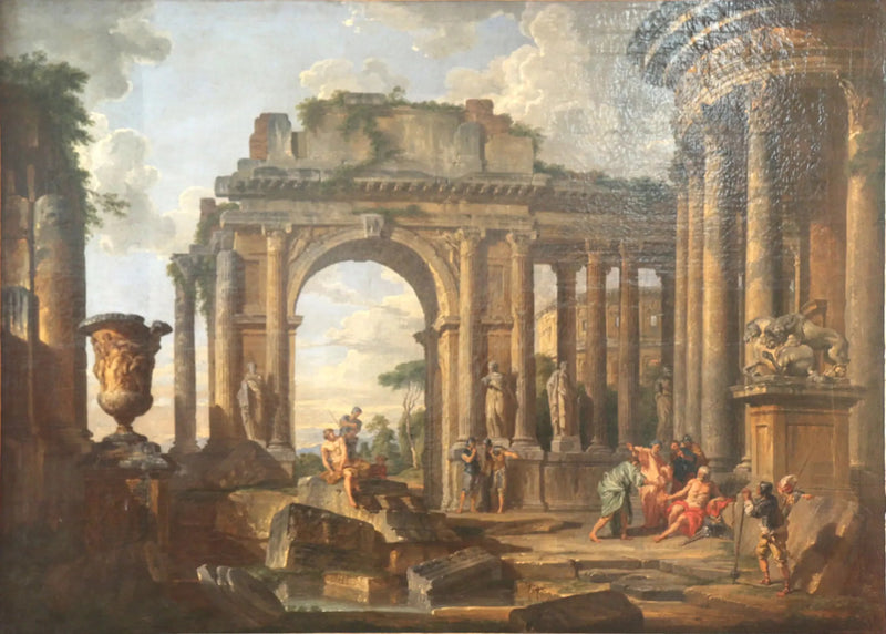 Bélsaires bønnhus i ruiner - Giovanni Paolo Panini

Source:
L'Aumône à Bélisaire dans des ruines - Giovanni Paolo Panini