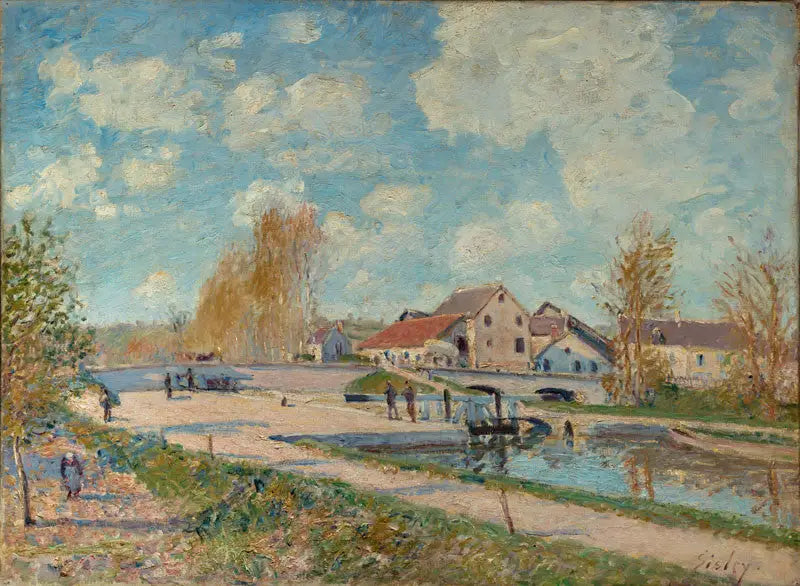 Slusen i Bourgogne i Moret, Vår - Alfred Sisley