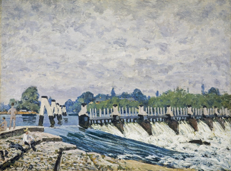 Slusen i Molesey nær Hampton Court, morgenstemning - Alfred Sisley