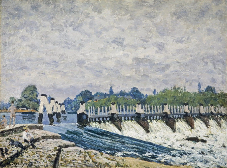 Slusen i Molesey nær Hampton Court, morgenstemning - Alfred Sisley