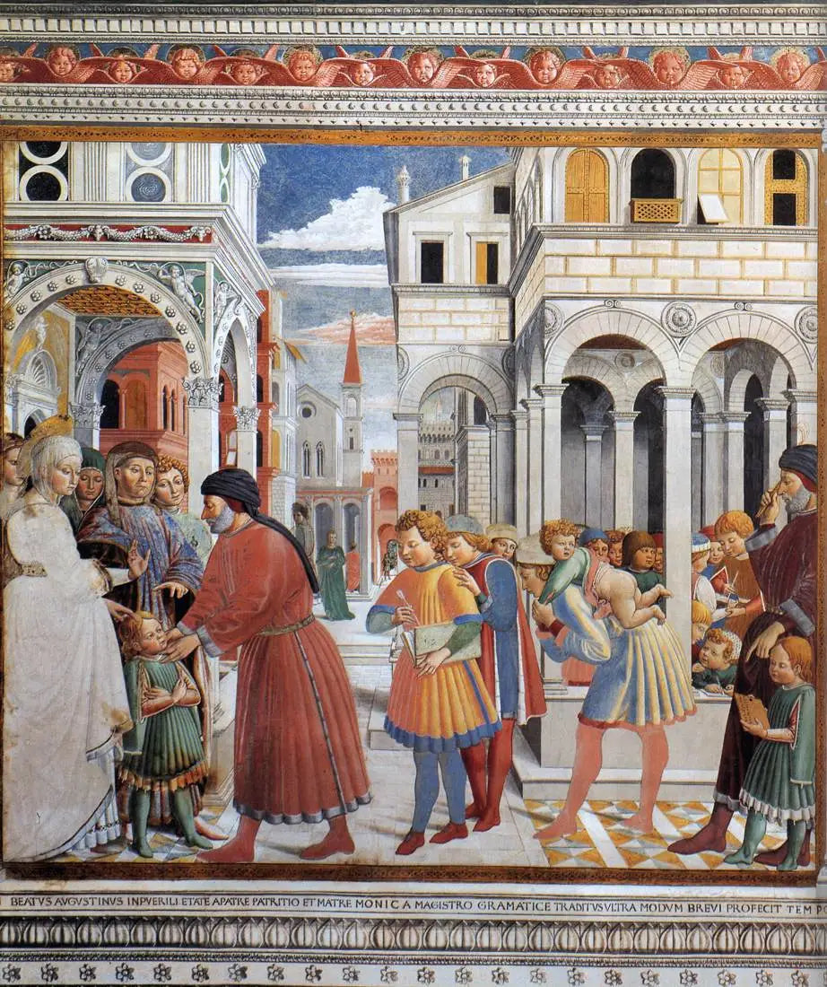 L'école de Tagaste - Benozzo Gozzoli image 1 reproduction de peinture à l’huile