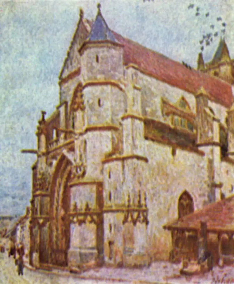 Moret-kirken, om ettermiddagen - Alfred Sisley