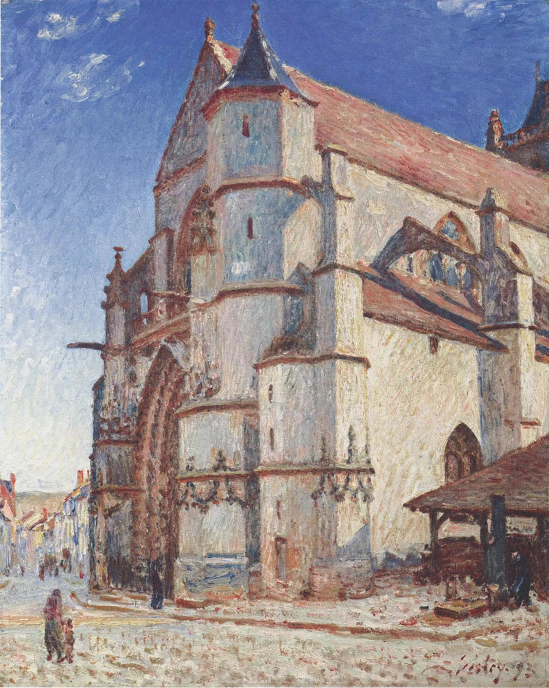 Morgensolen over Moret kirke - Alfred Sisley