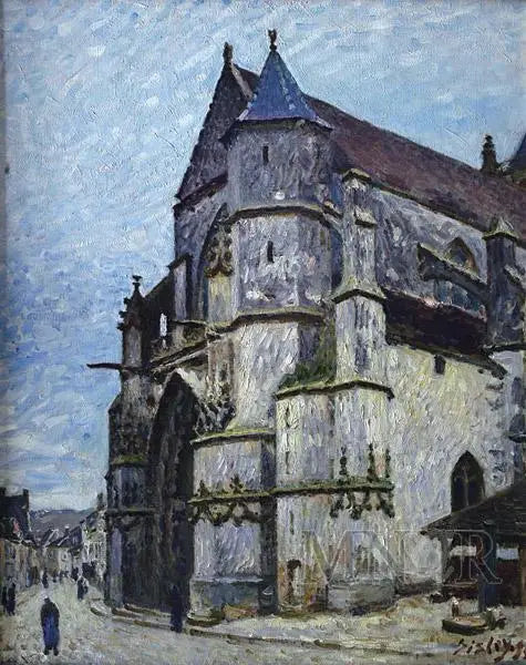 Moret-kirken om vinteren - Alfred Sisley