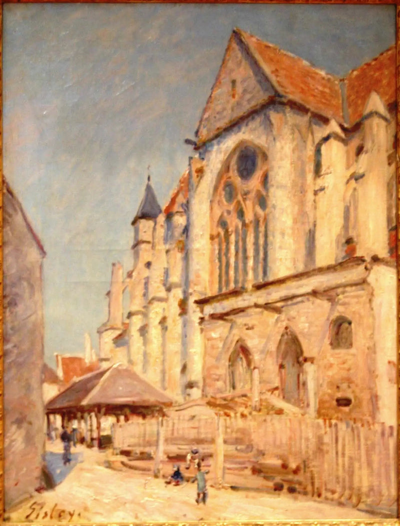 Moret-kirken og det gamle markedet - Alfred Sisley