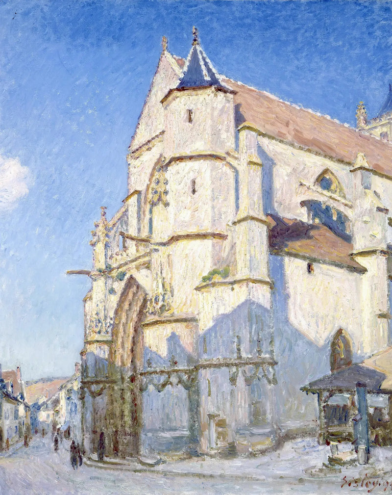 Moret-kirken, om kvelden - Alfred Sisley