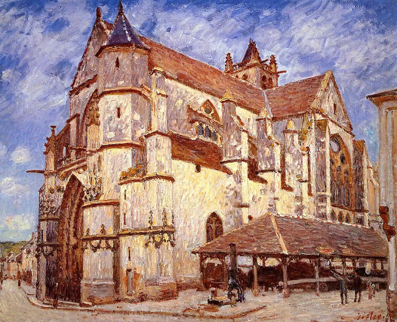 Moret-kirken om kvelden - Alfred Sisley