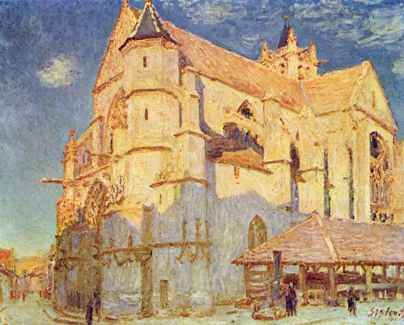 Moret-kirken (full sol) - Alfred Sisley