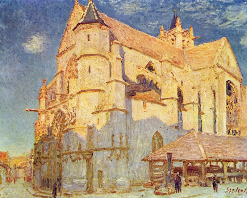 Moret-kirken (full sol) - Alfred Sisley